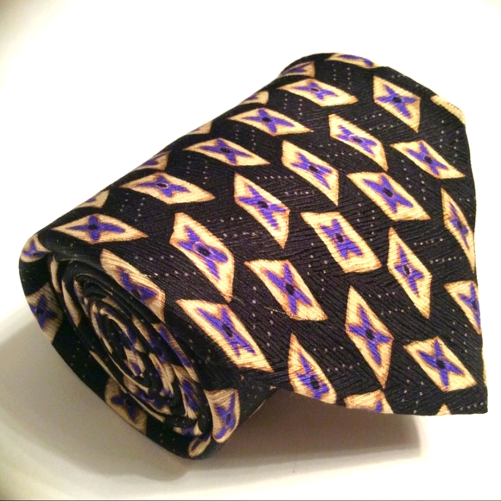 Robert Talbott Studio Necktie Black Geometric Sil… - image 1